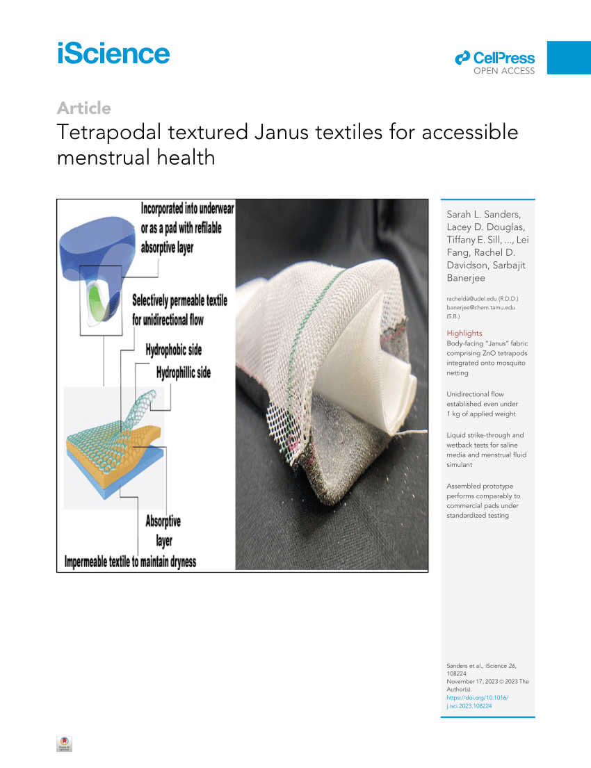 PDF) Tetrapodal textured Janus textiles for accessible menstrual