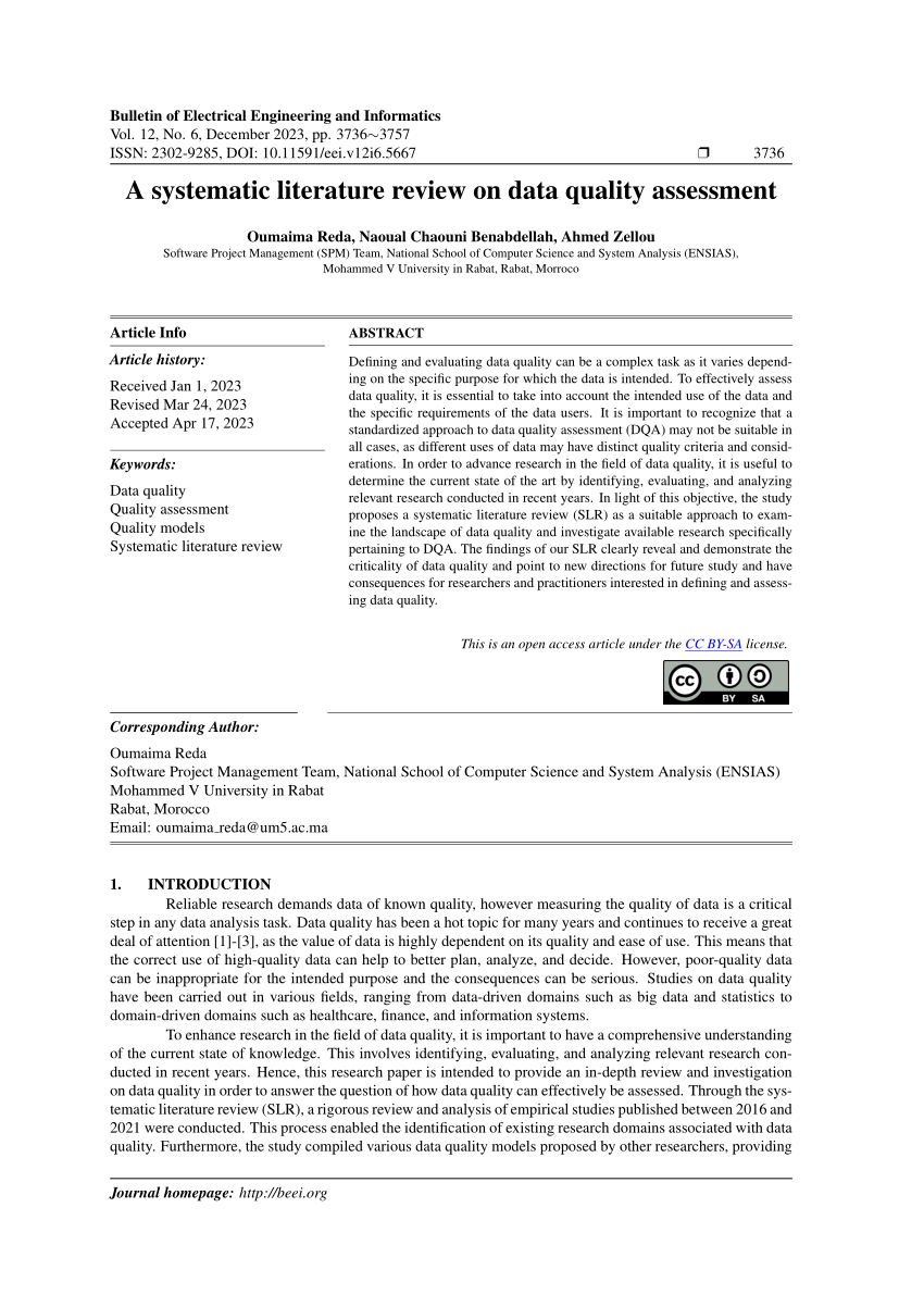 literature review quality of data