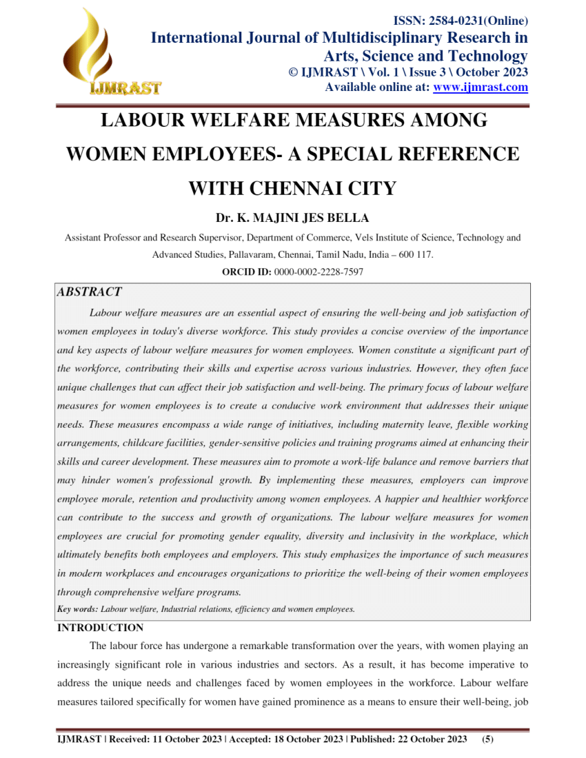 literature review of labour welfare measures