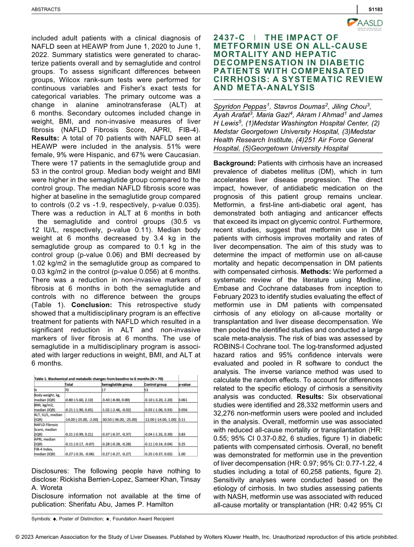 (PDF) AASLD Abstract Metformin use in diabetic patients with