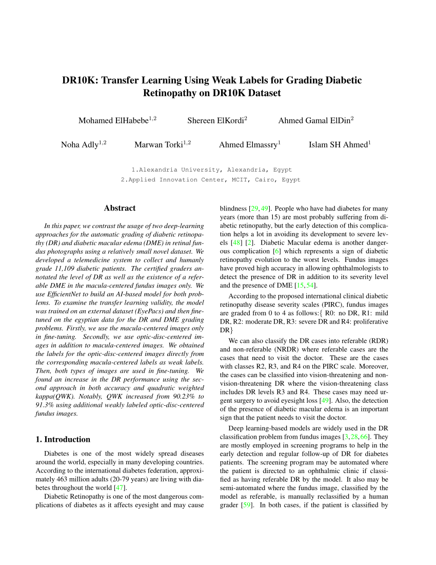 (PDF) DR10K Transfer Learning Using Weak Labels for Grading Diabetic