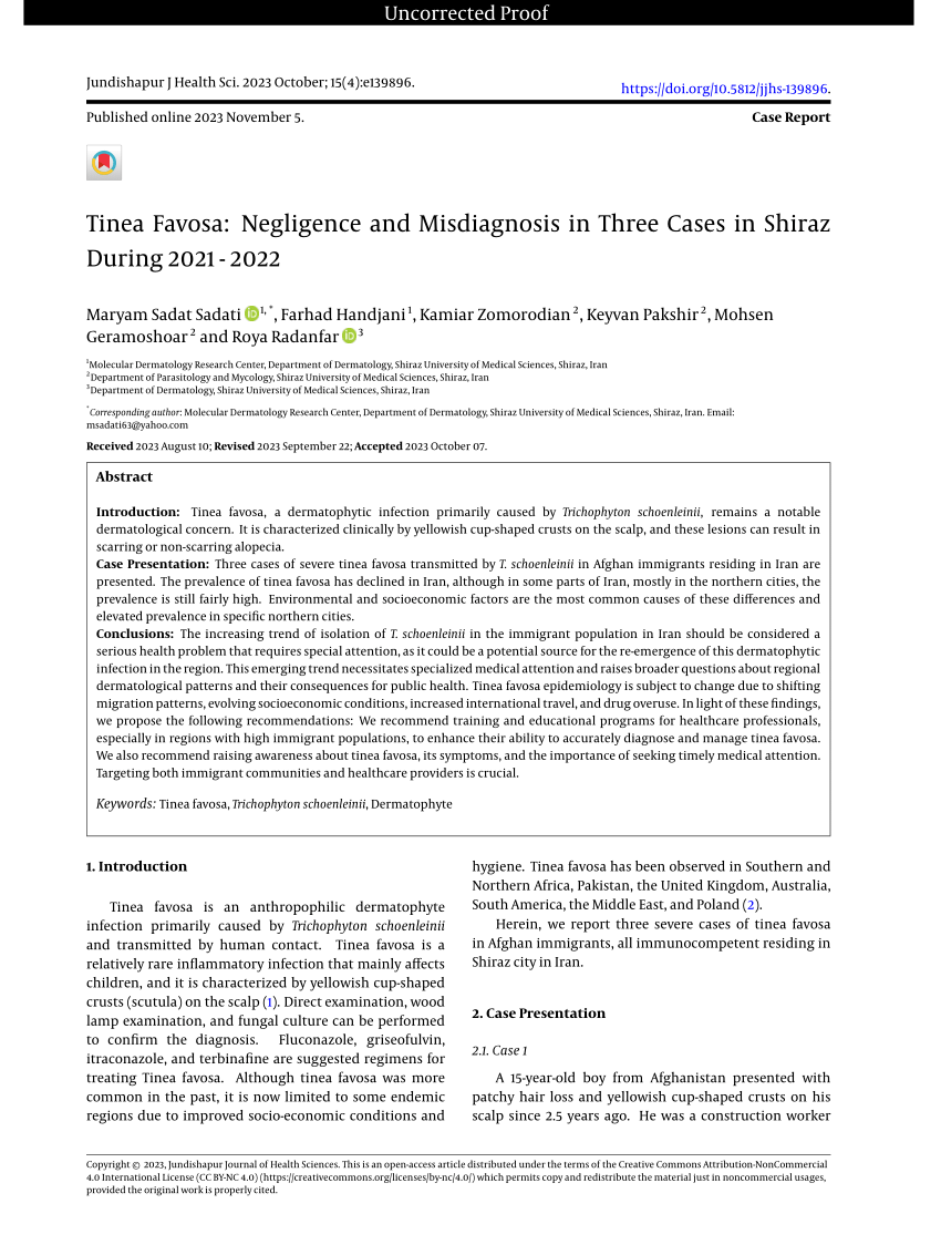 (PDF) Tinea Favosa: Negligence and Misdiagnosis in Three Cases in ...
