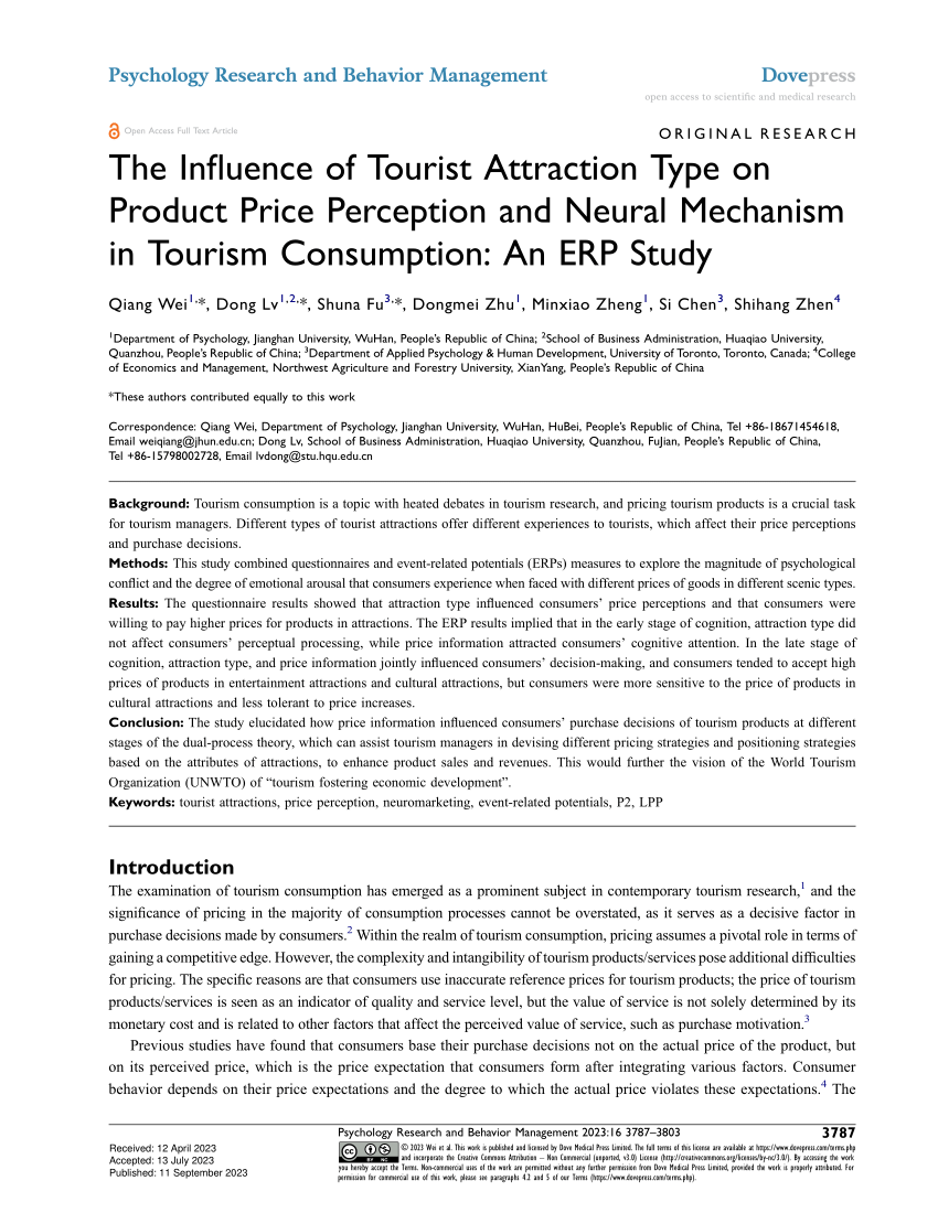 tourist perception of price