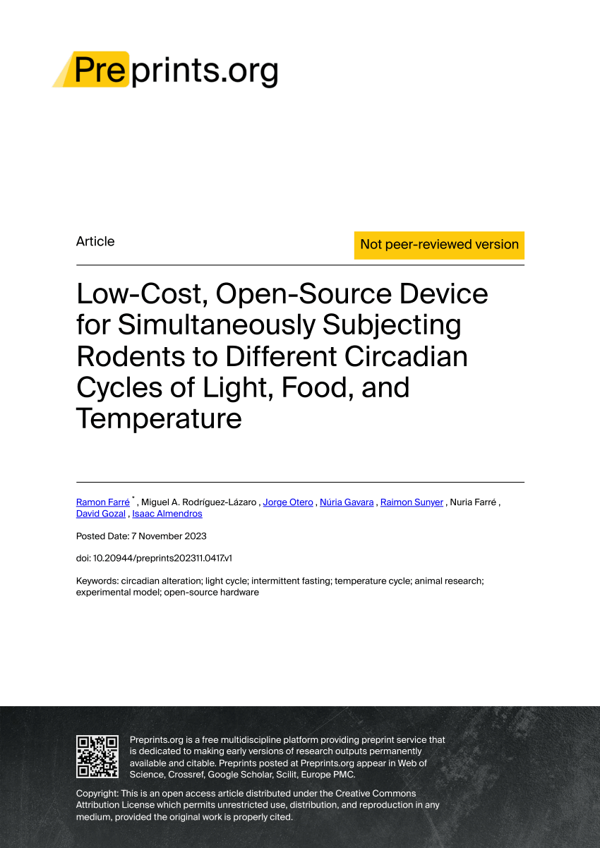 PDF) Low-Cost, Open-Source Device for Simultaneously Subjecting