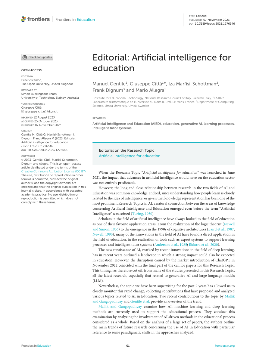 artificial intelligence in education pdf