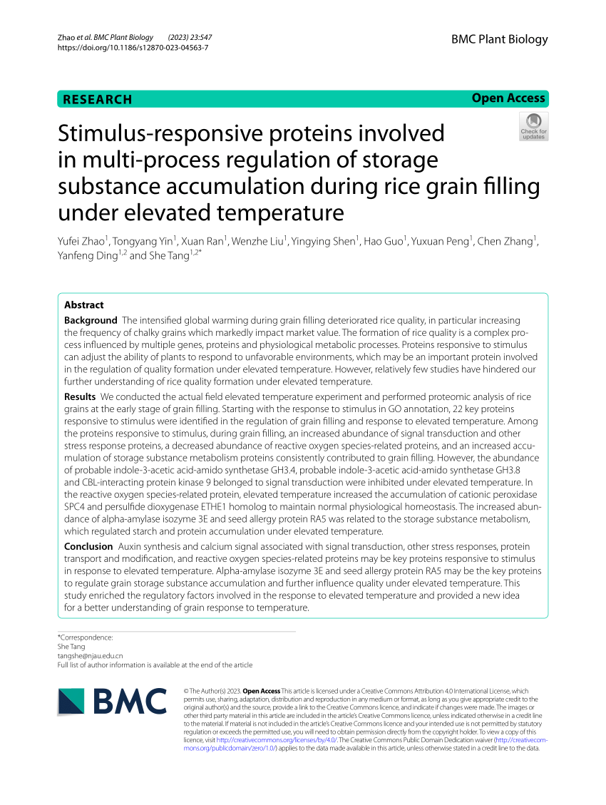 PDF) Stimulus-responsive proteins involved in multi-process 