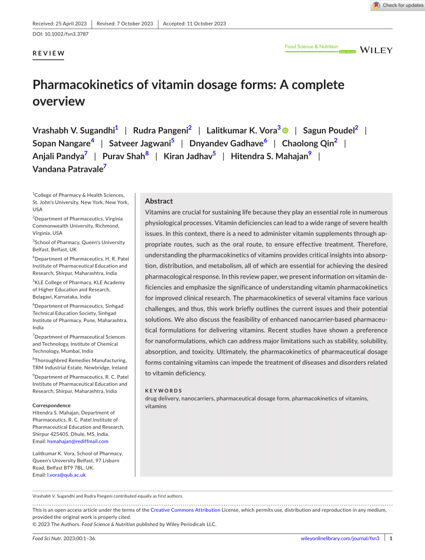 PDF R E V I E W Pharmacokinetics of vitamin dosage forms A  