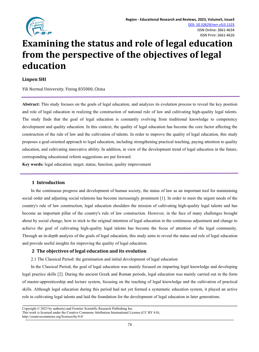 objectives of legal education pdf