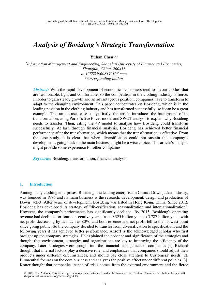 PDF Analysis of Bosidengs Strategic Transformation