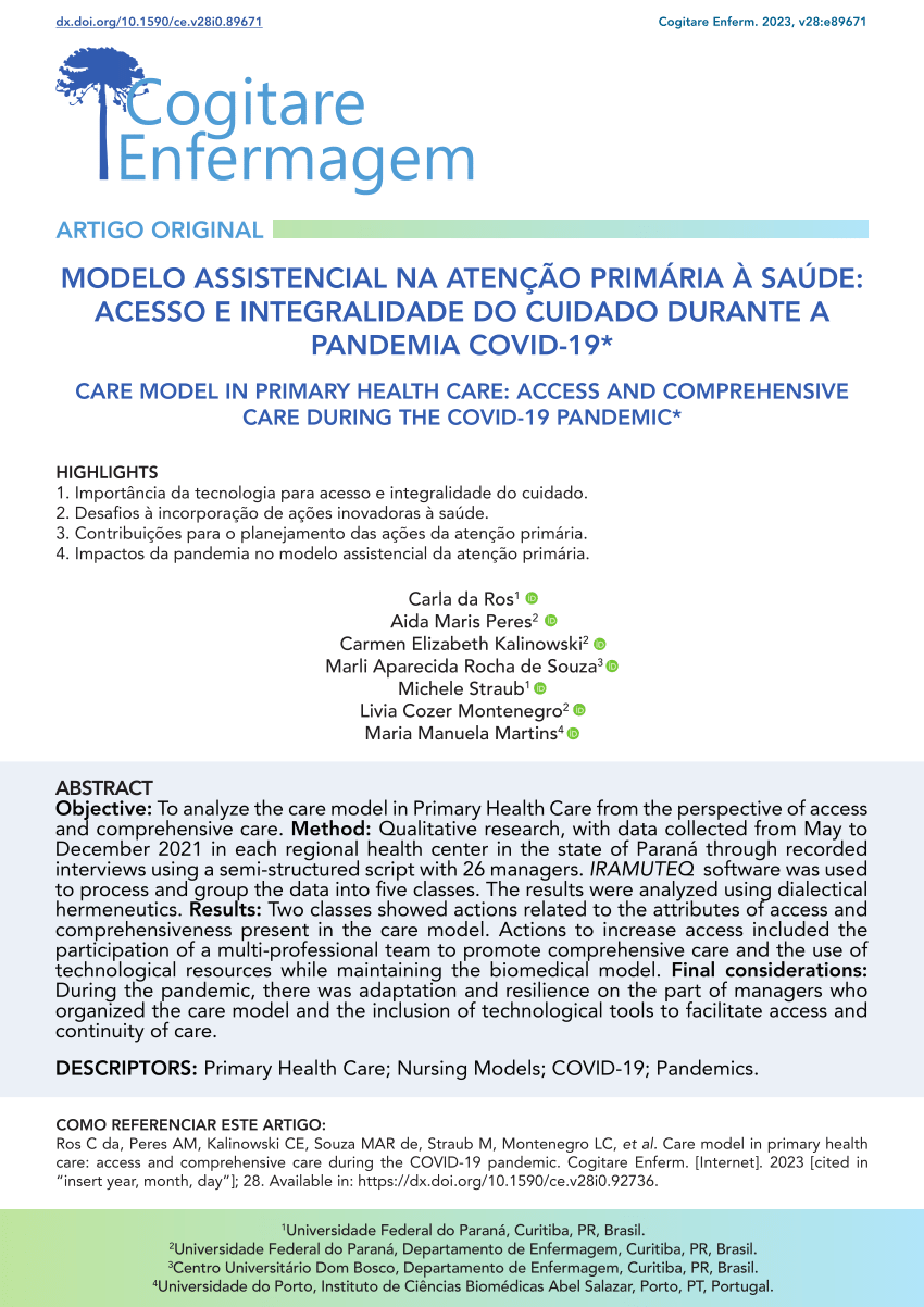 PDF) Integralidade e longitudinalidade: estudo com enfermeiros da