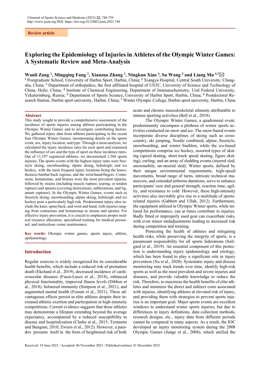 (PDF) Exploring the Epidemiology of Injuries in Athletes of the Olympic