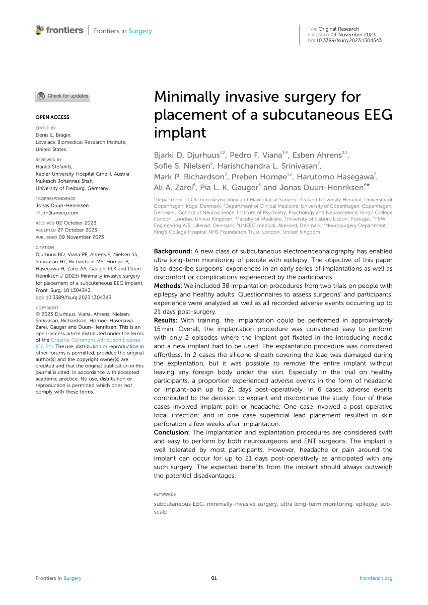 Frontiers  Expert Perspective: Who May Benefit Most From the New Ultra  Long-Term Subcutaneous EEG Monitoring?