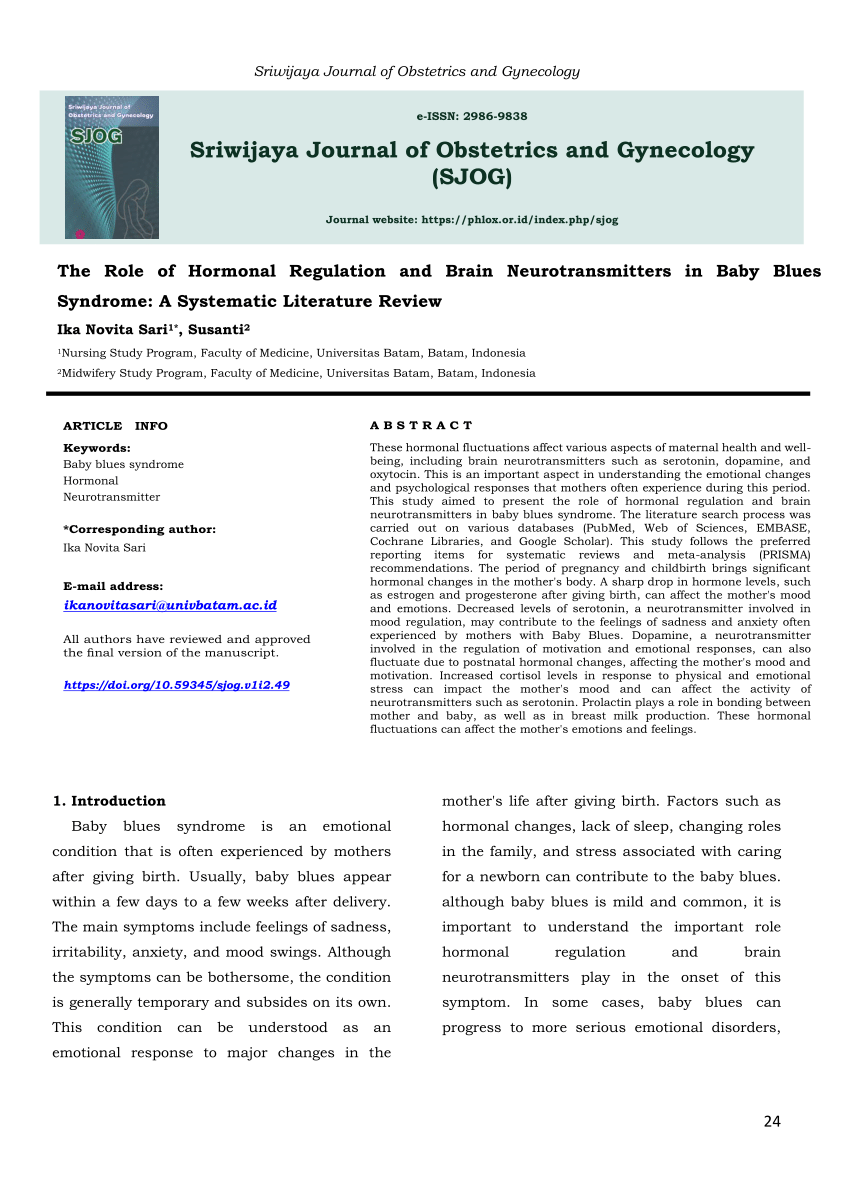 PDF The Role of Hormonal Regulation and Brain Neurotransmitters