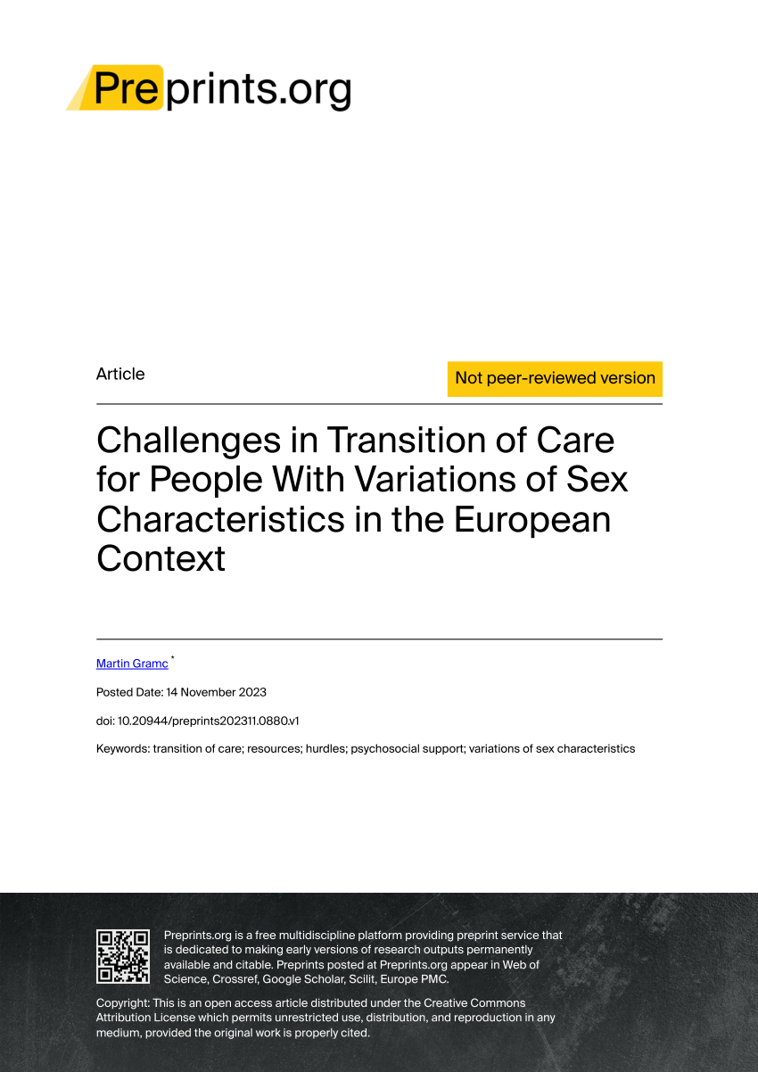 Pdf Challenges In Transition Of Care For People With Variations Of Sex Characteristics In The 1612