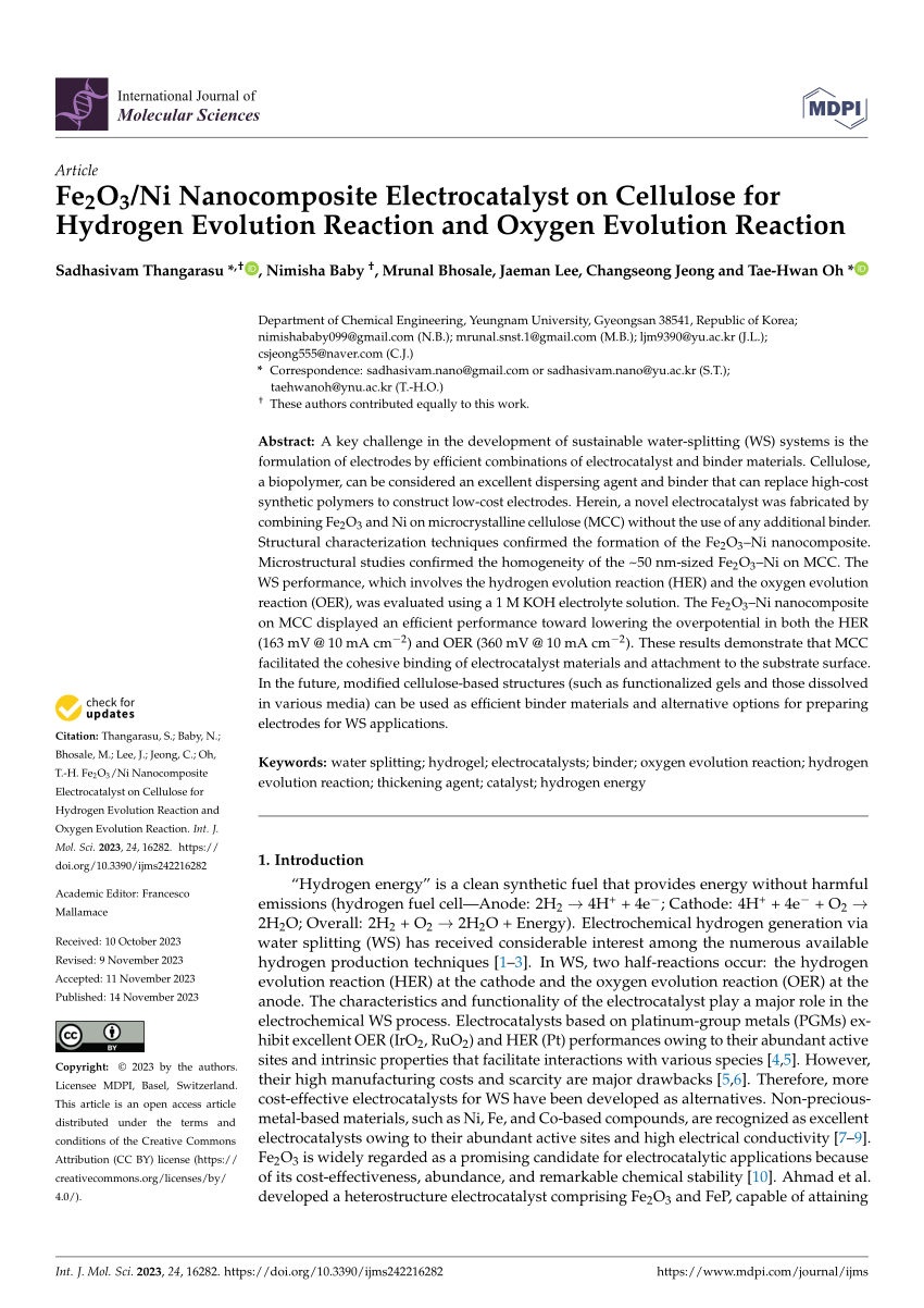 PDF) Fe2O3/Ni Nanocomposite Electrocatalyst on Cellulose for