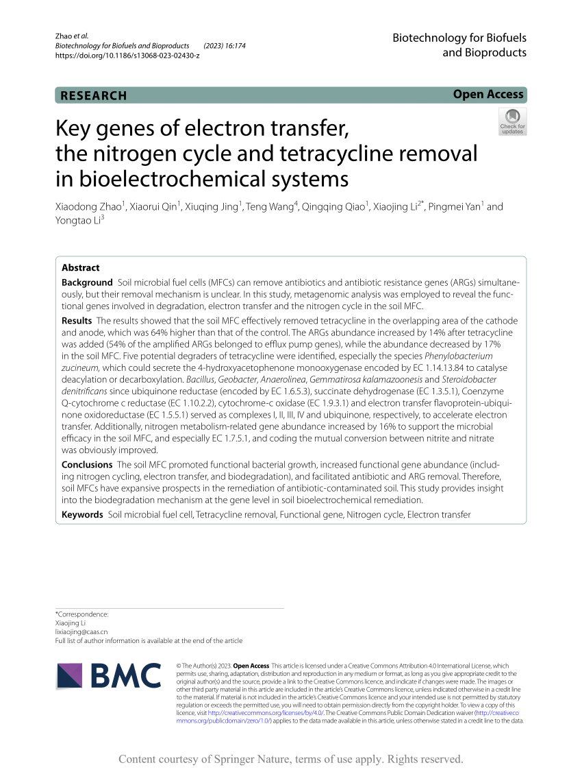 PDF) Key genes of electron transfer, the nitrogen cycle and 