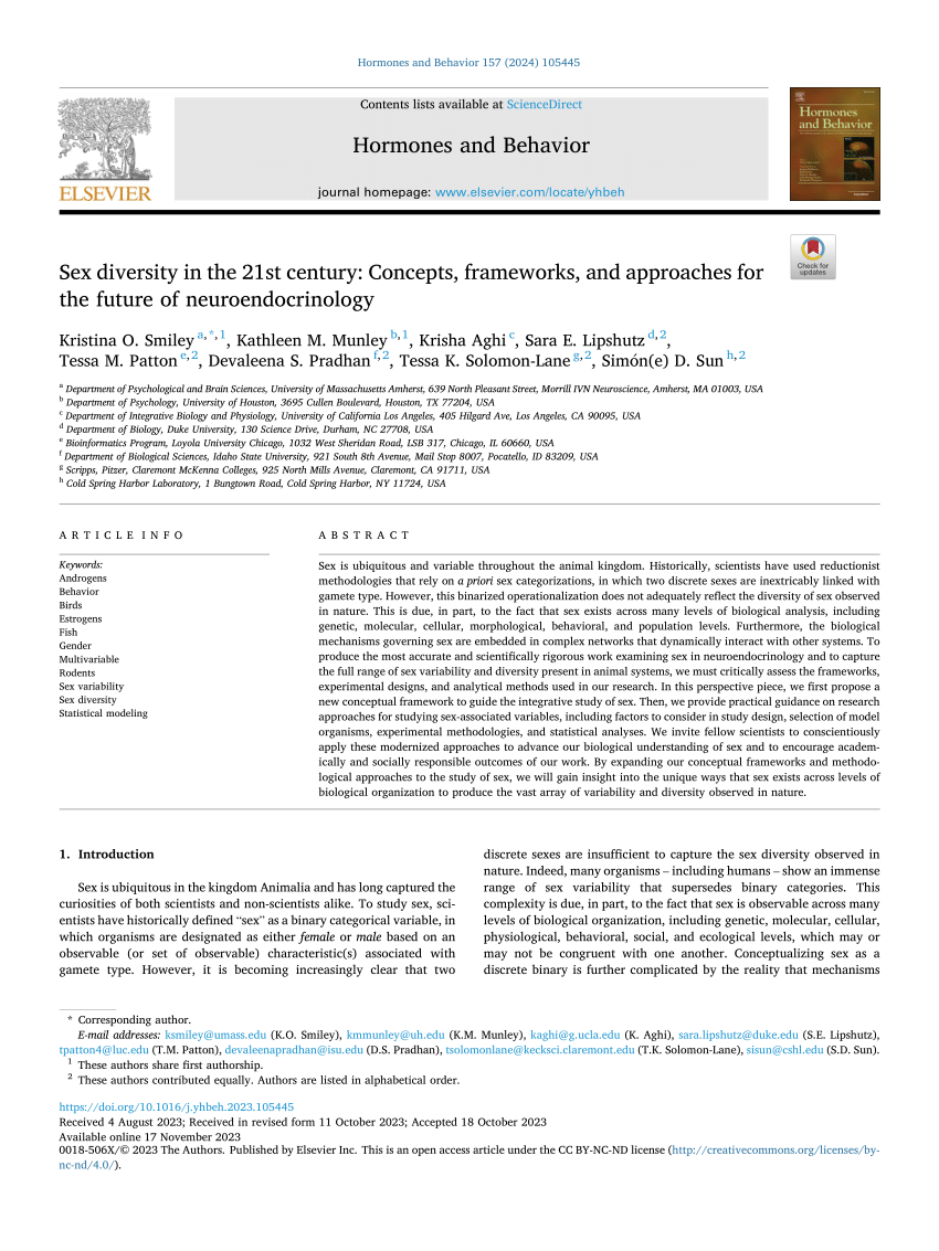 Pdf Sex Diversity In The 21st Century Concepts Frameworks And Approaches For The Future Of 3585