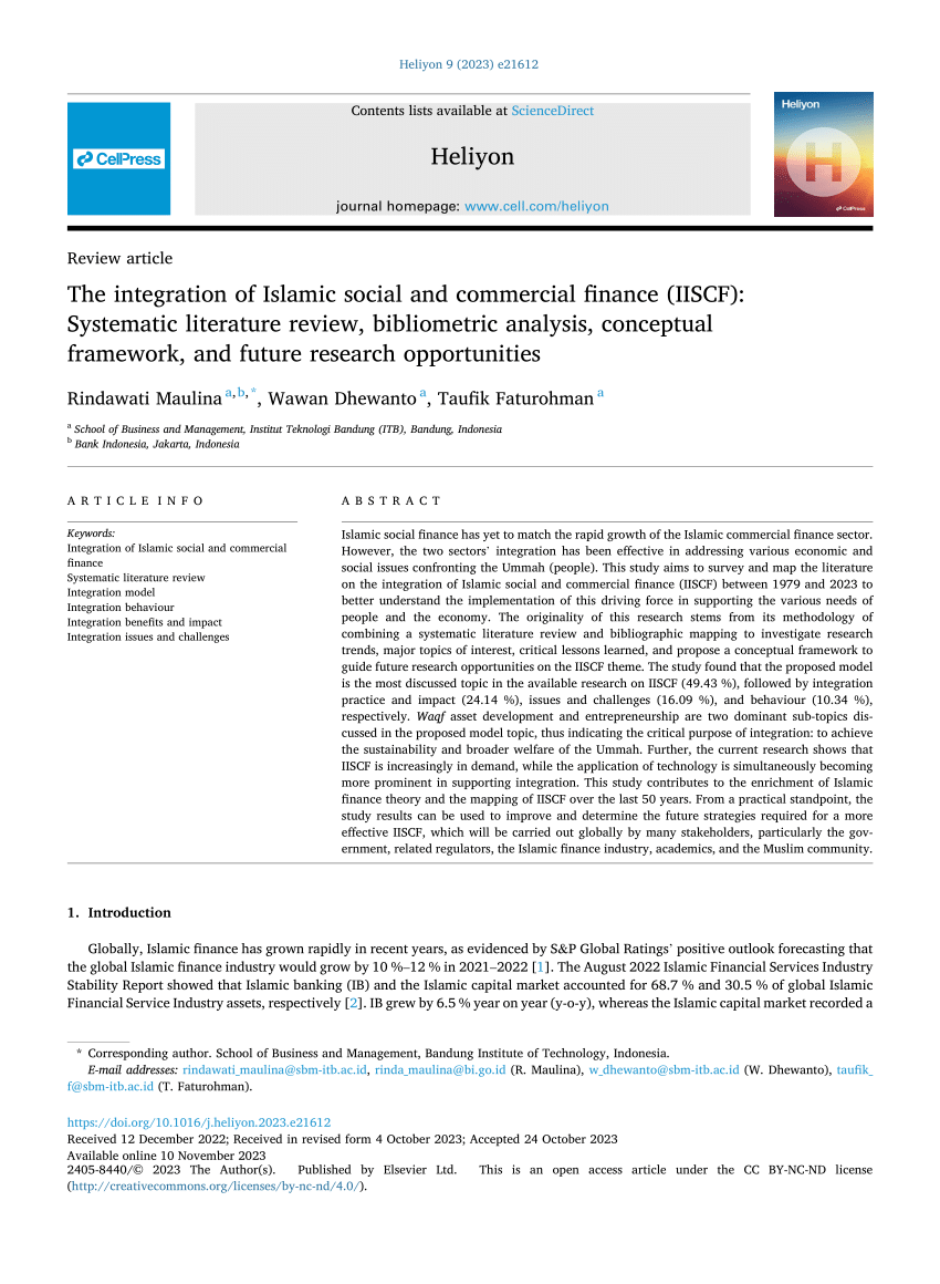 islamic social finance a literature review and future research directions