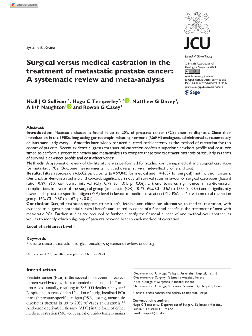 Pdf Surgical Versus Medical Castration In The Treatment Of Metastatic Prostate Cancer A 5005