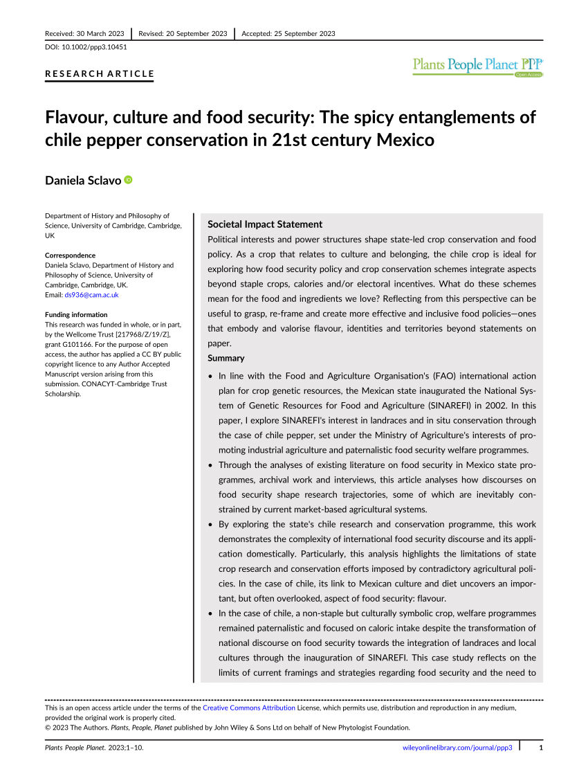PDF) Flavour, culture and food security: The spicy entanglements