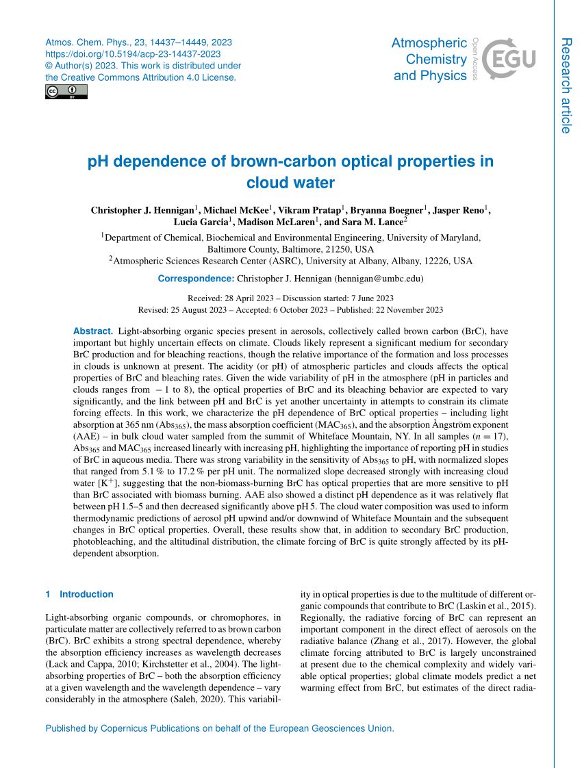 ACP - pH dependence of brown-carbon optical properties in cloud water