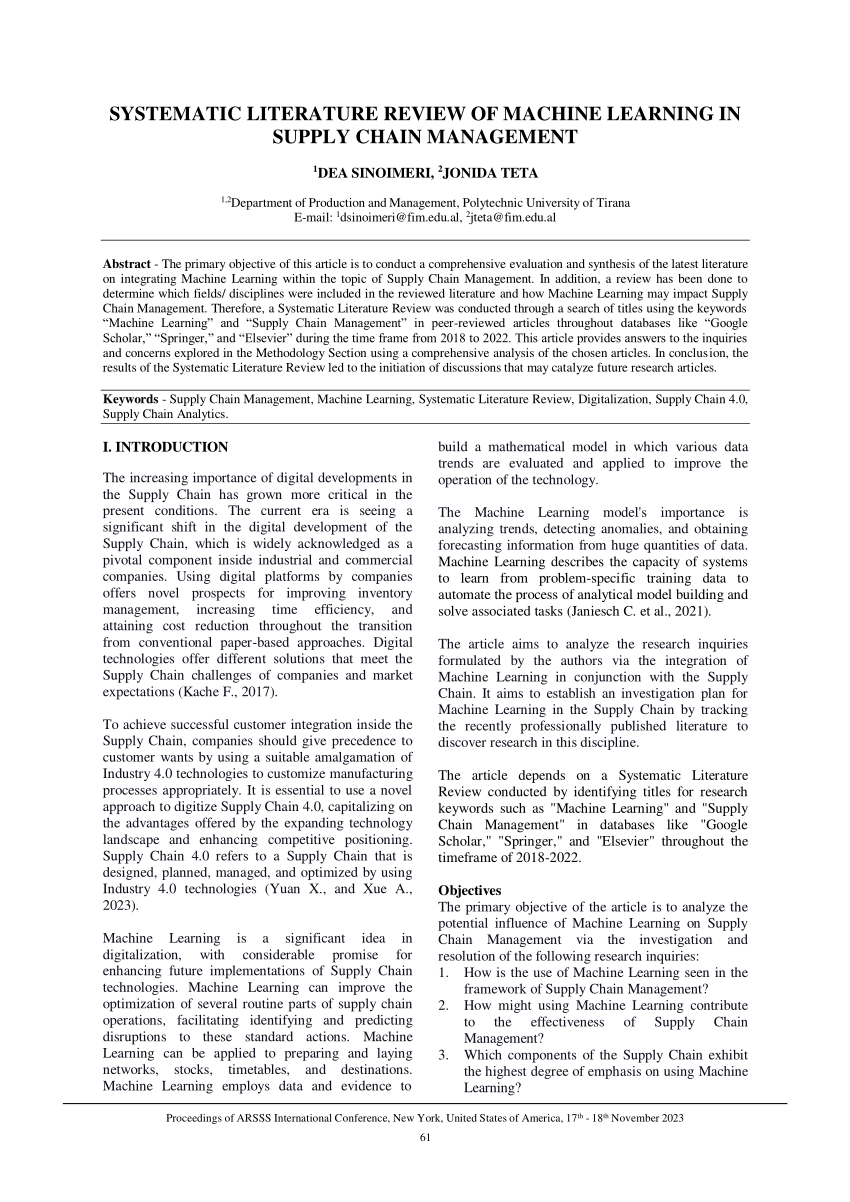 machine learning in supply chain management a systematic literature review