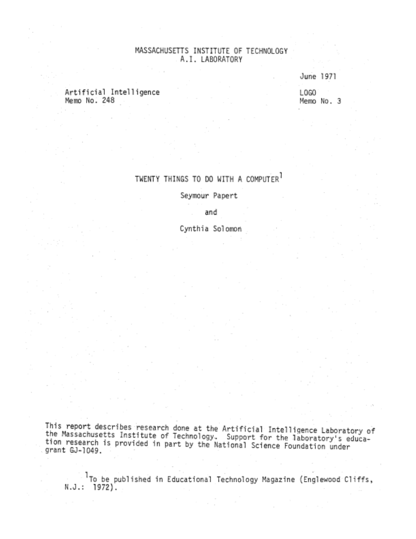 seymour papert logo programming language 1987