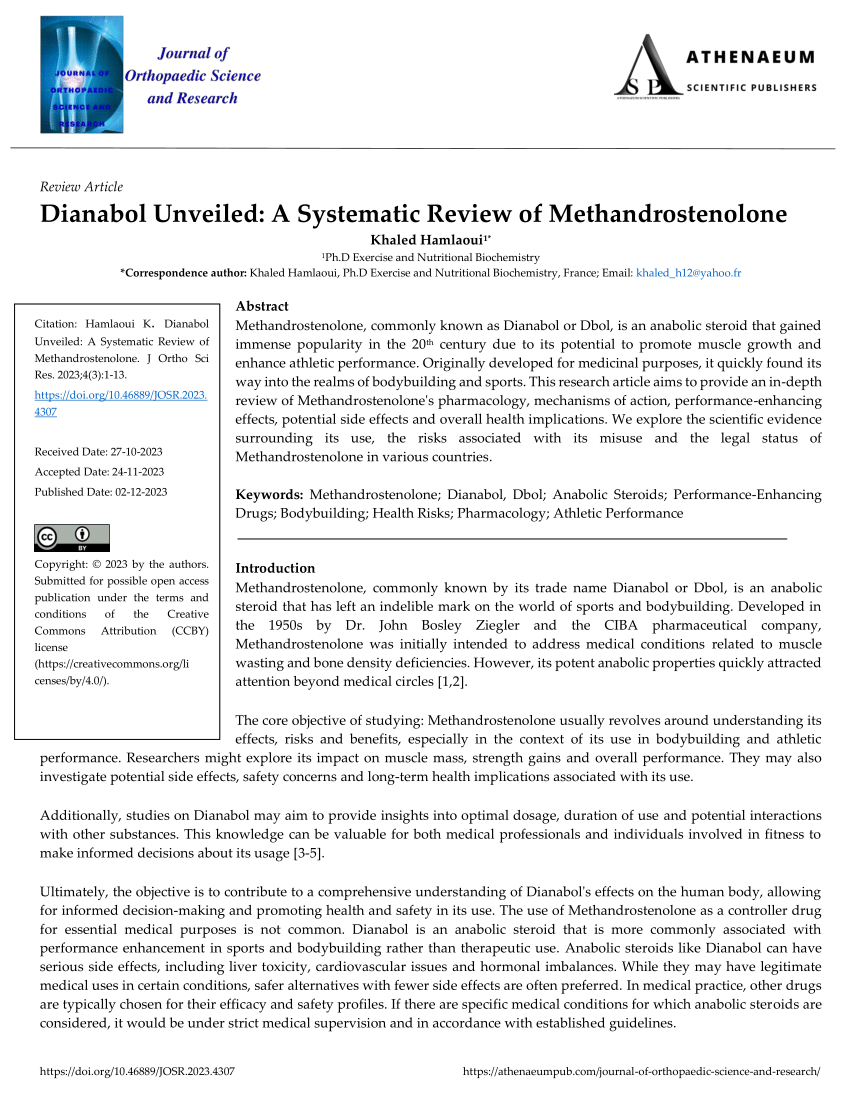 PDF Dianabol Unveiled A Systematic Review of Methandrostenolone