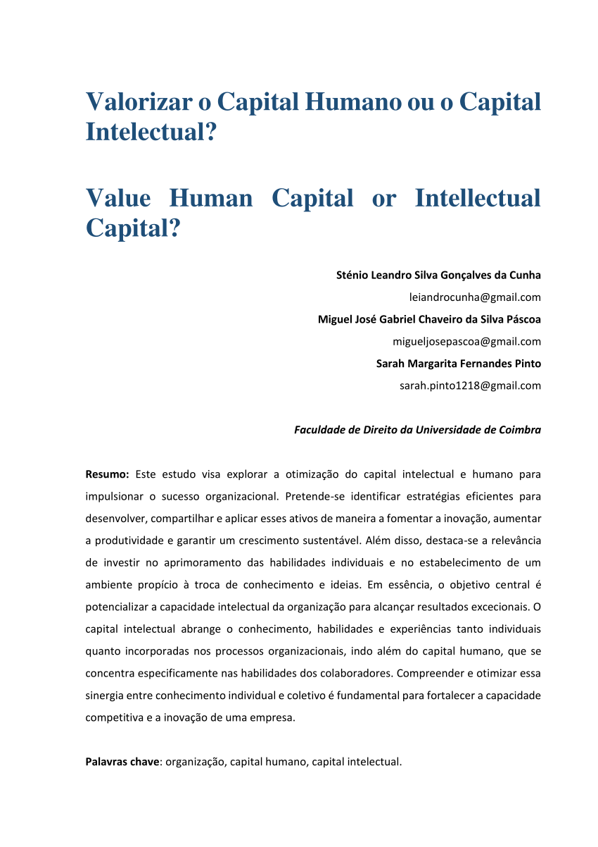 PDF) Contributos da avaliação do desempenho para o desenvolvimento do  capital intelectual