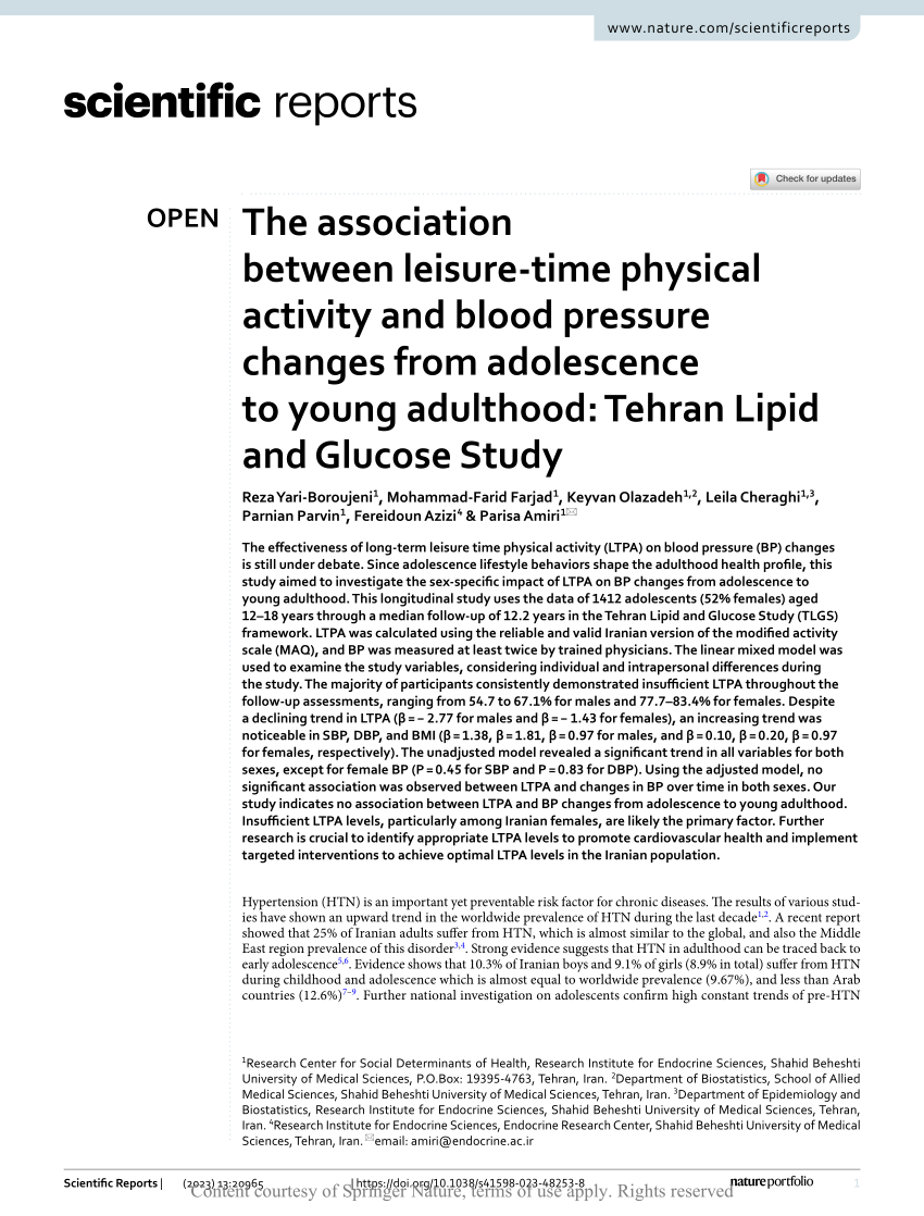 PDF) The association between leisure-time physical activity and