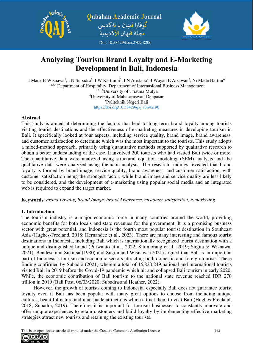 (PDF) Analyzing Tourism Brand Loyalty and E-Marketing Development in