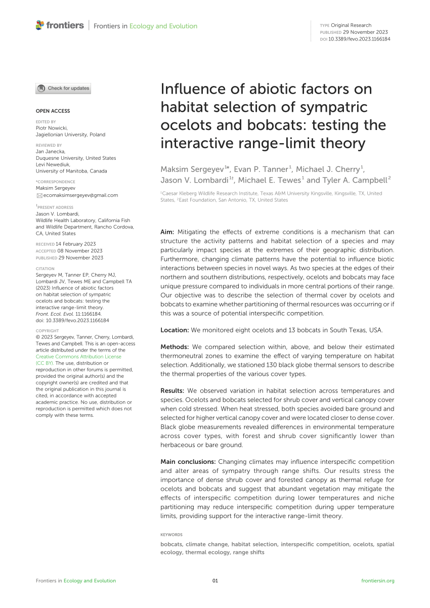 (PDF) Influence of abiotic factors on habitat selection of sympatric