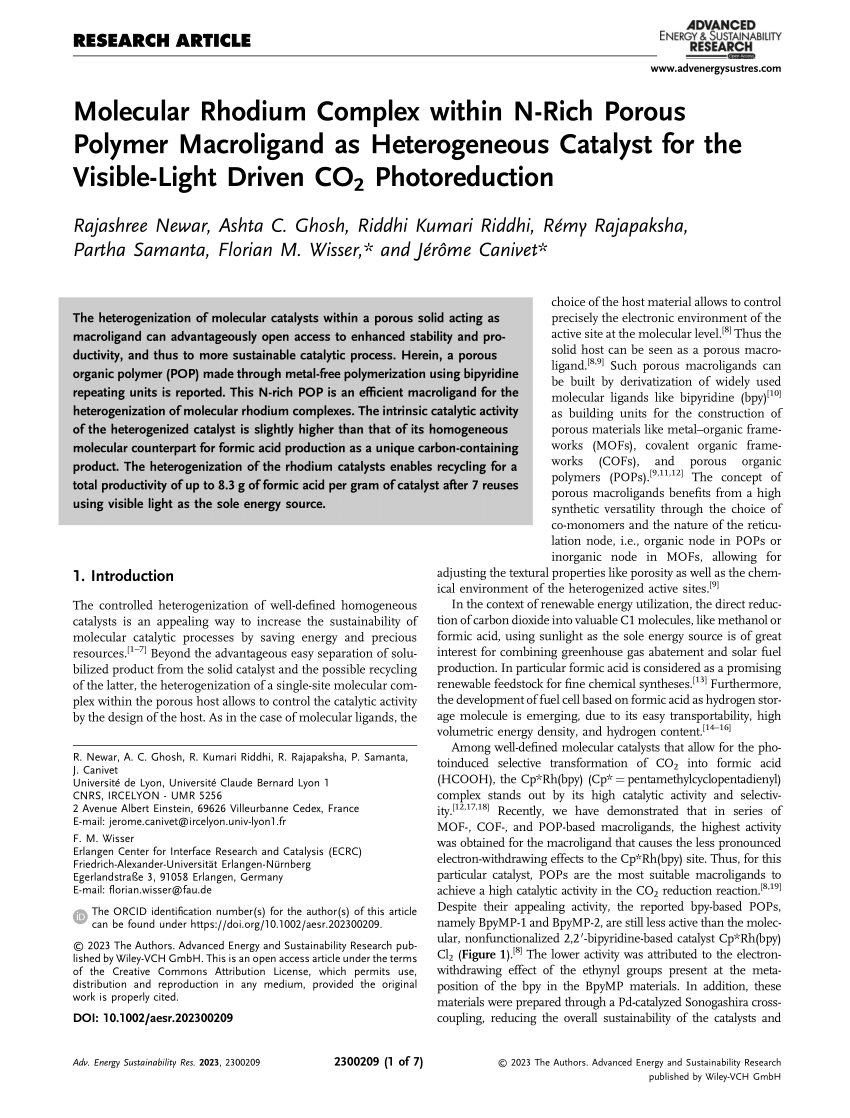 Pyrene‐ and Bipyridine‐based Covalent Triazine Framework as Versatile  Platform for Photocatalytic Solar Fuels Production** - Fávaro - 2023 -  ChemCatChem - Wiley Online Library