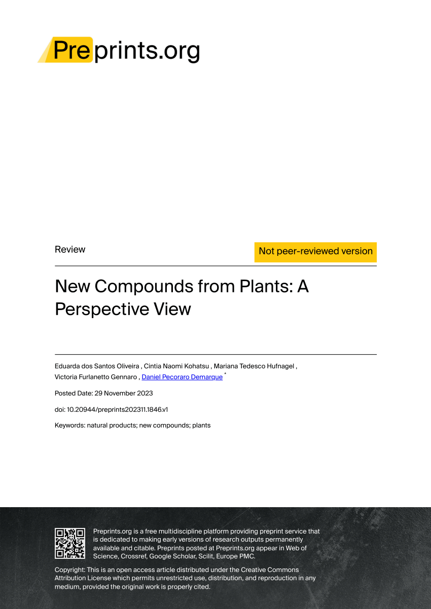PDF) New Compounds from Plants: A Perspective View
