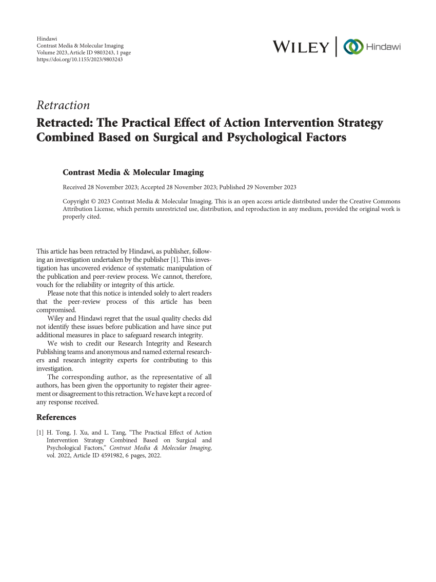 Pdf Retracted The Practical Effect Of Action Intervention Strategy Combined Based On Surgical 6823