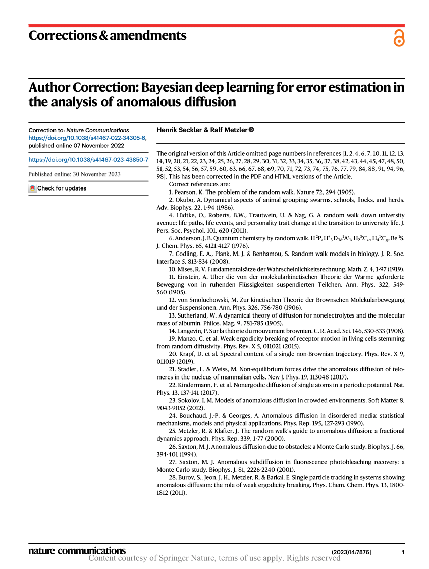 PDF) Author Correction: Bayesian deep learning for error