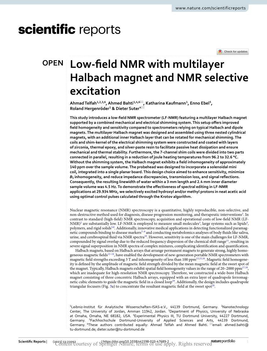 PDF) Low-field NMR with multilayer Halbach magnet and NMR 