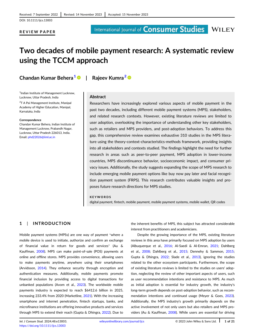 critical review of mobile payment research