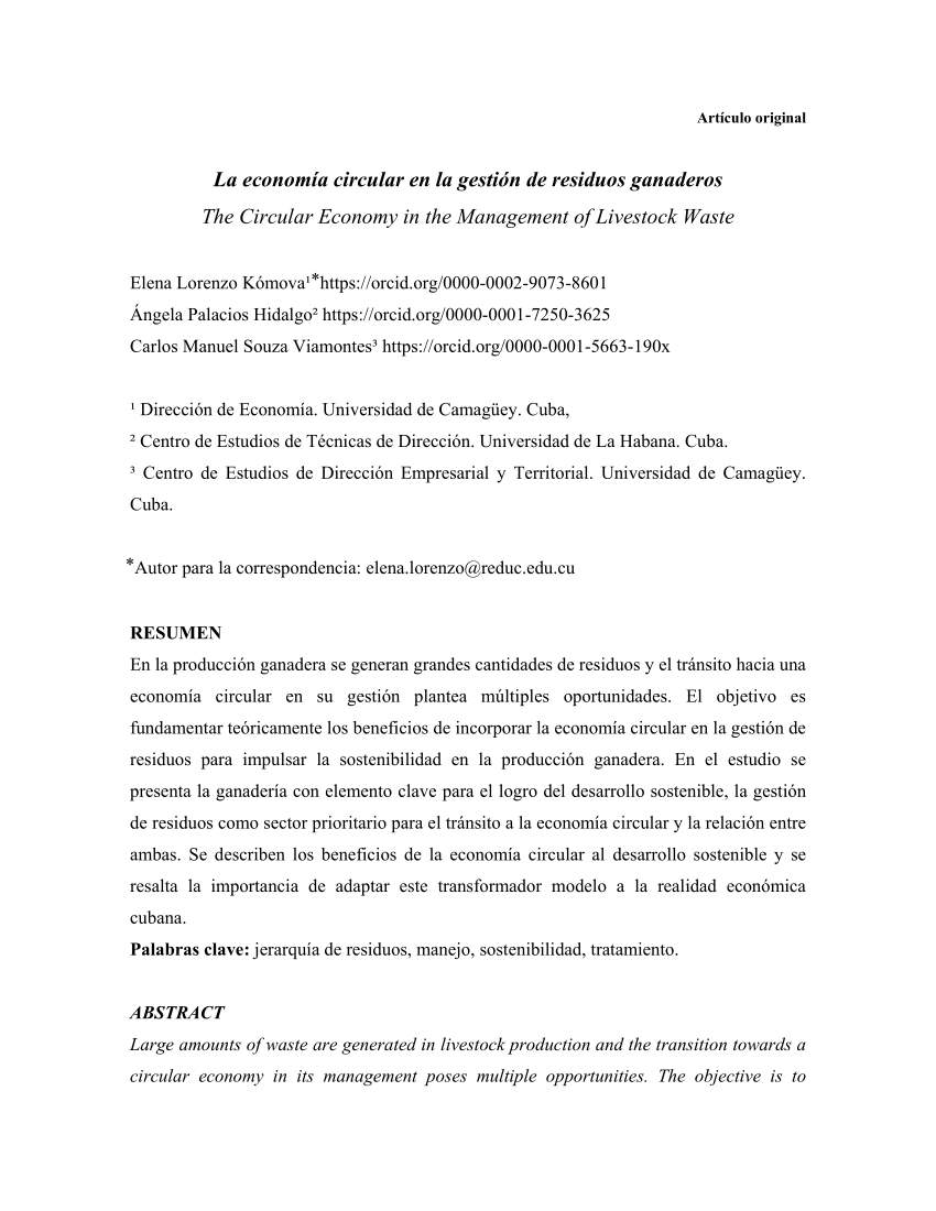 (PDF) La economía circular en la gestión de residuos ganaderos