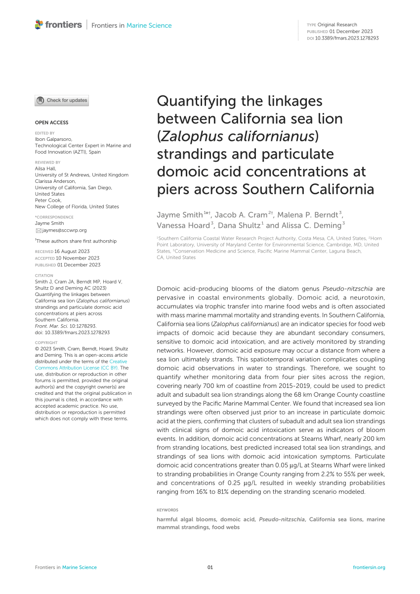 (PDF) Quantifying the linkages between California sea lion (Zalophus