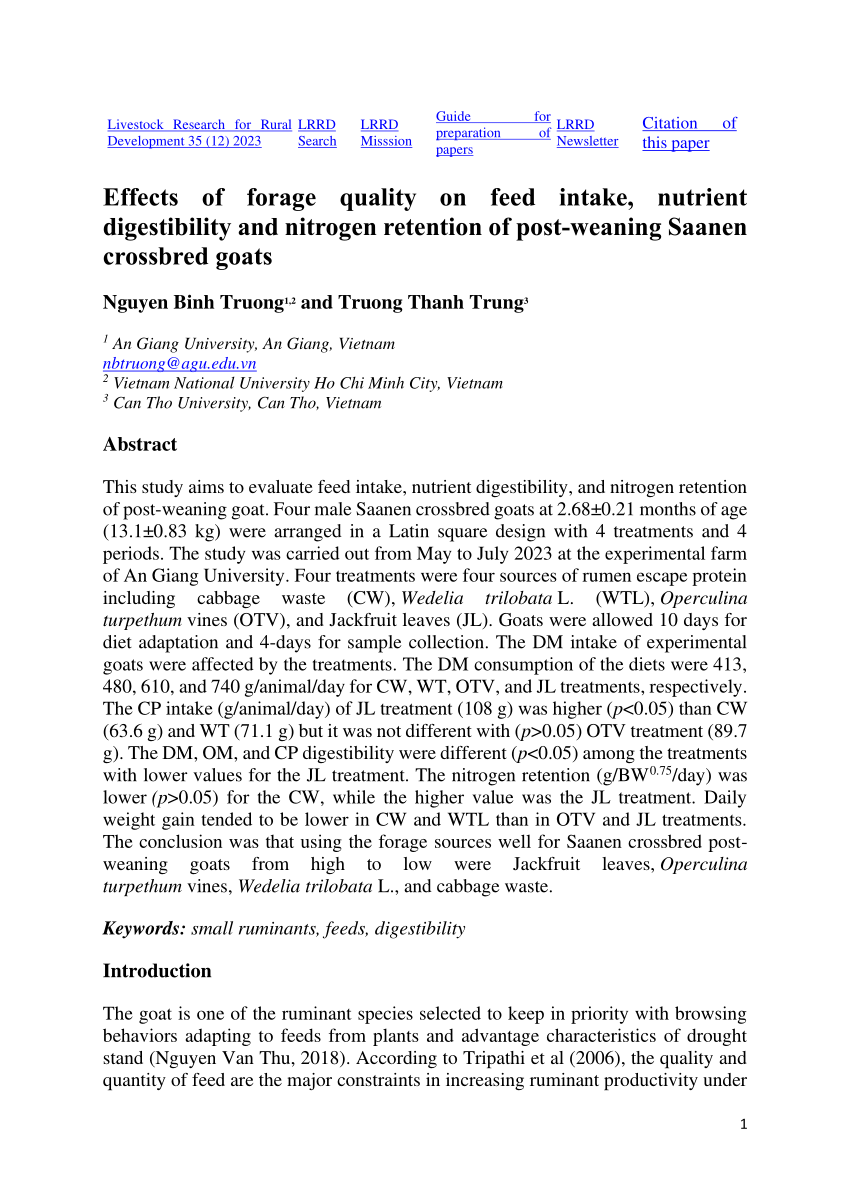 Pdf Effects Of Forage Quality On Feed Intake Nutrient Digestibility And Nitrogen Retention Of 7211