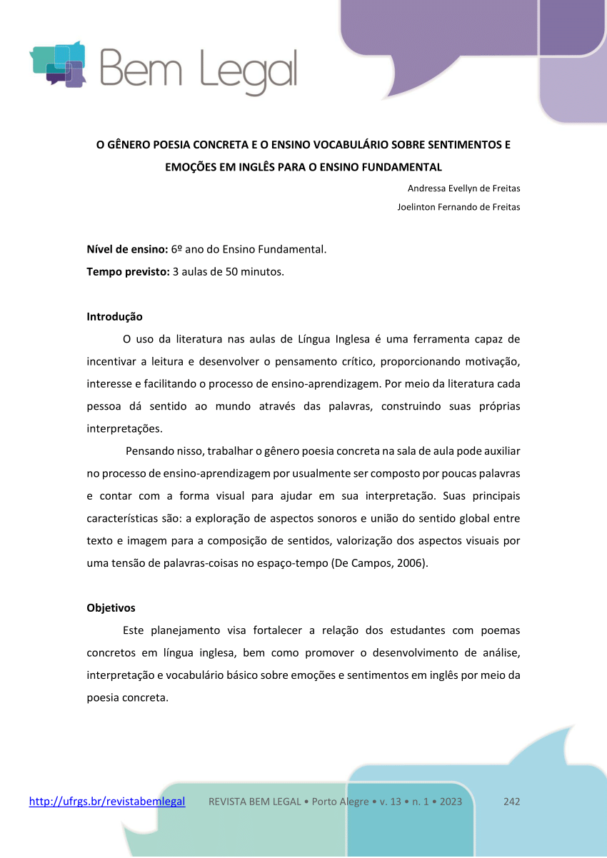 PDF) O GÊNERO POESIA CONCRETA E O ENSINO VOCABULÁRIO SOBRE