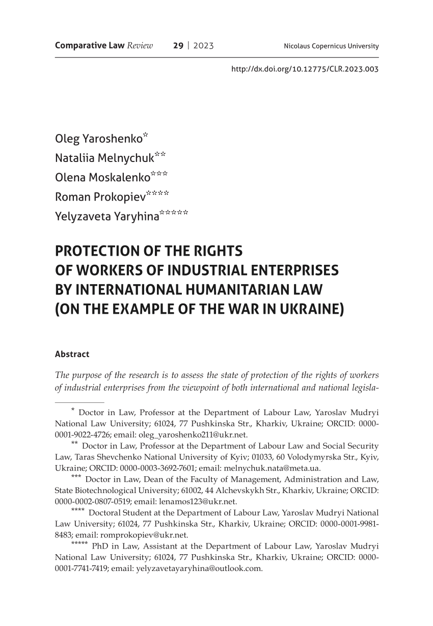 Pdf Protection Of The Rights Of Workers Of Industrial Enterprises By International 7661