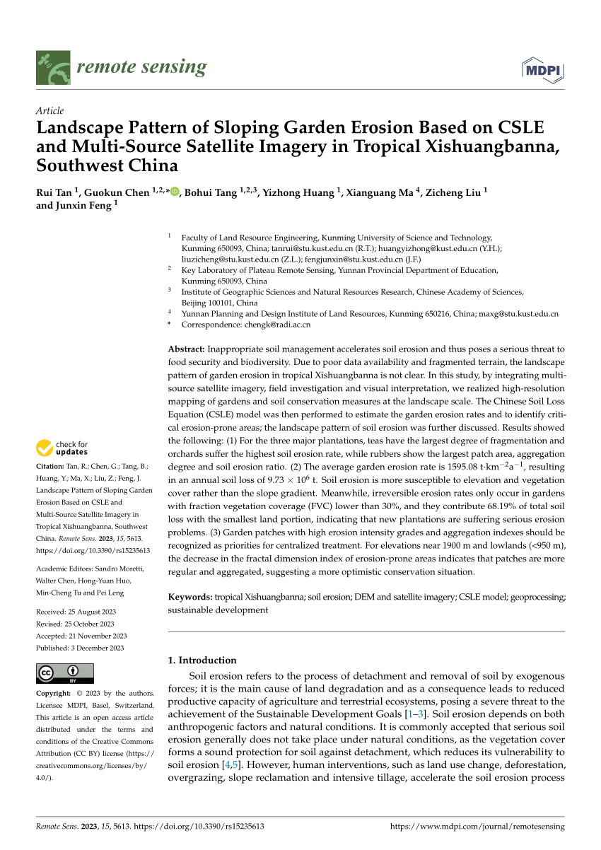 PDF) Landscape Pattern of Sloping Garden Erosion Based on CSLE and 