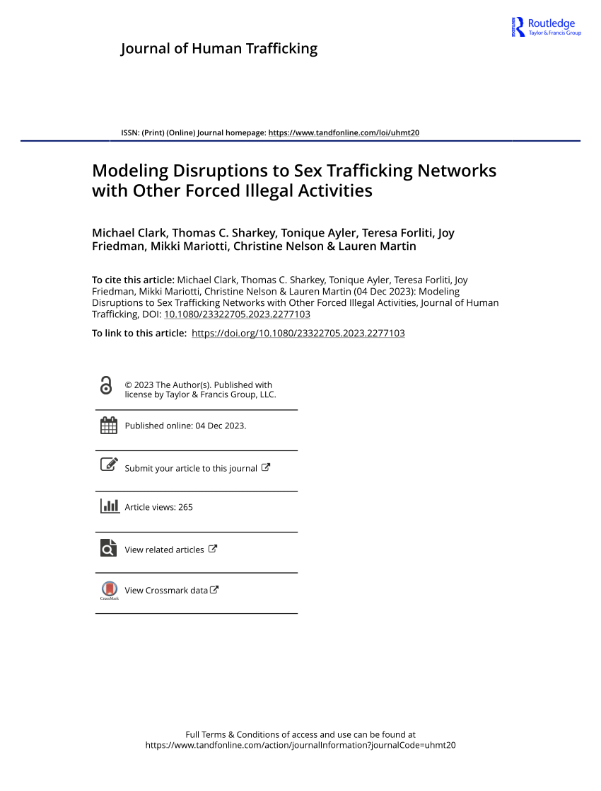 PDF) Modeling Disruptions to Sex Trafficking Networks with Other Forced  Illegal Activities