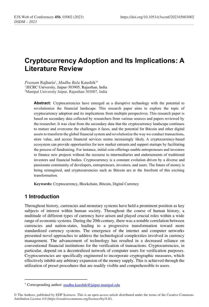 analysis of the cryptocurrency adoption decision literature review