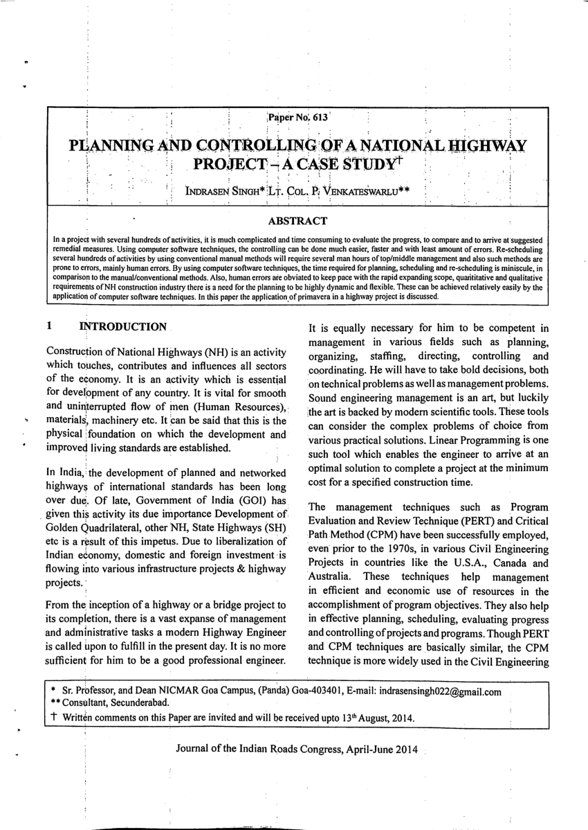 case study of national highway