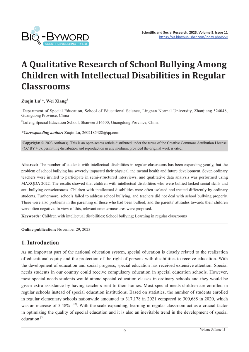 a qualitative research about bullying