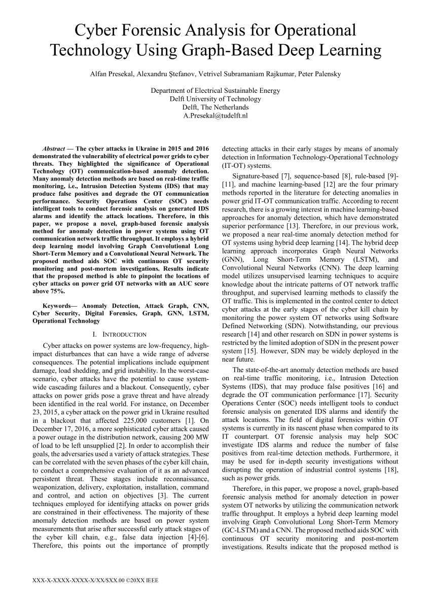 PDF) Cyber Forensic Analysis for Operational Technology Using Graph-Based  Deep Learning