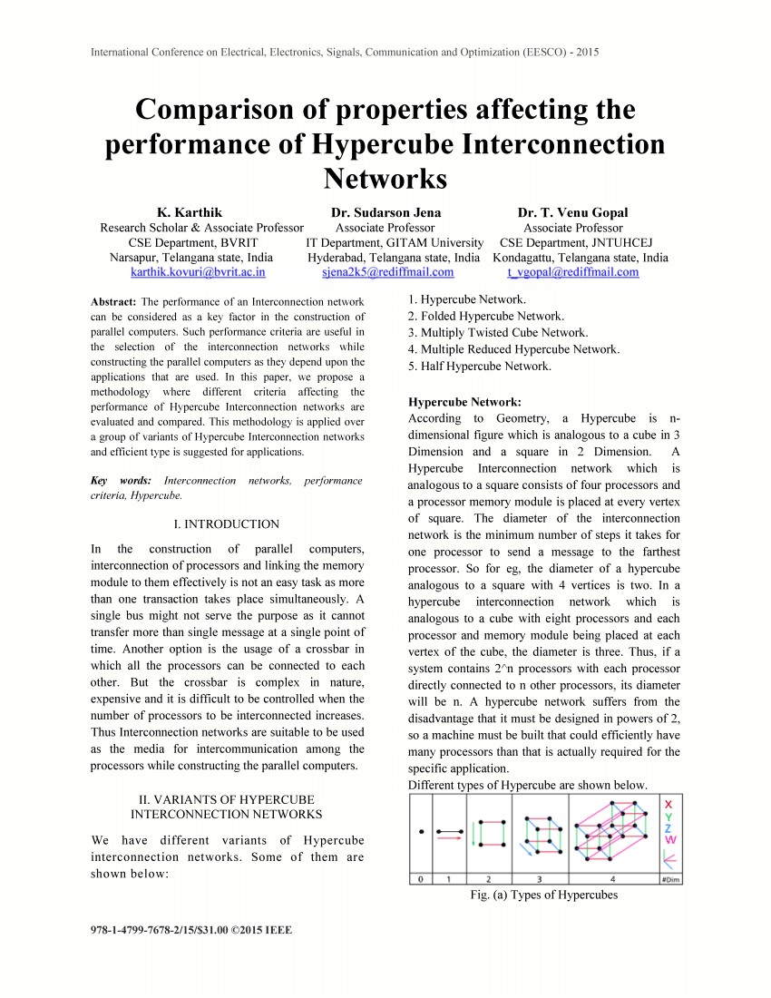 (PDF) Comparision of properties affecting the performance of hypercube